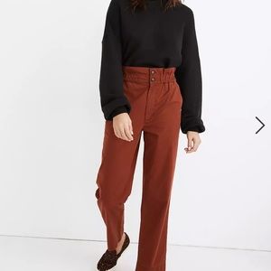NWT Madewell Paperbag Tapered Pants rust color